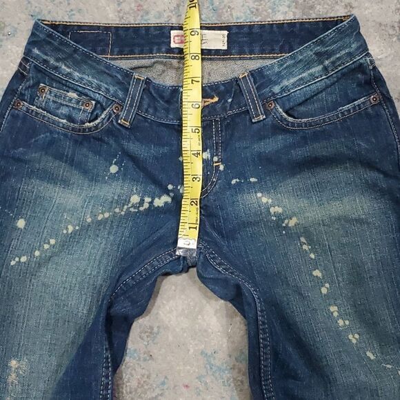 BKE Y2K Low Rise Boot Cut Star Jeans with Cool Bleach Splatters Size 26 or 2 - Picture 7 of 10